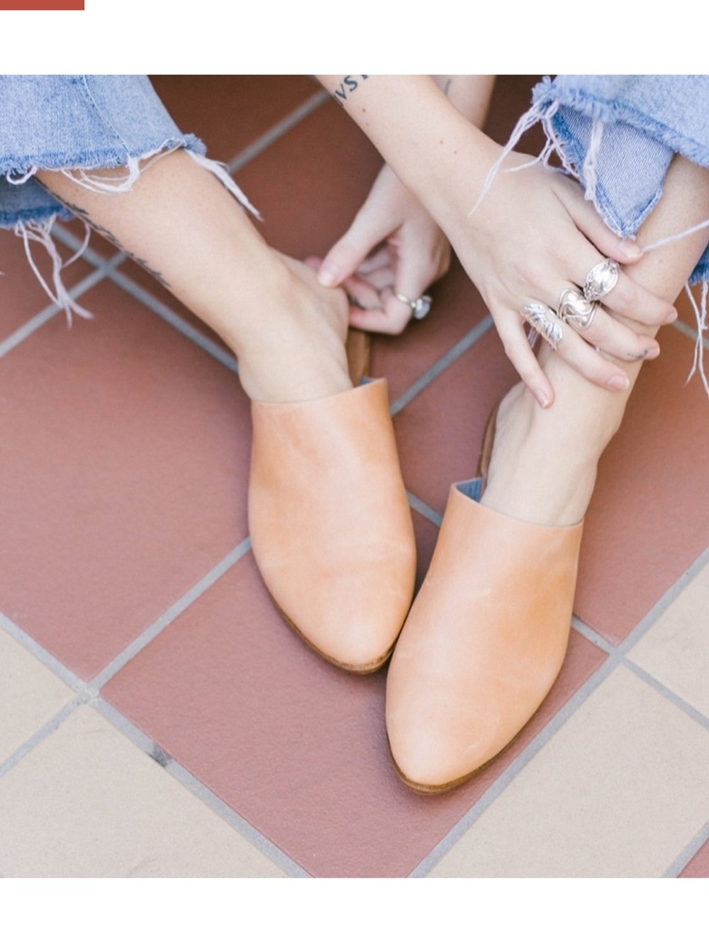 Toms Jutti leather slip on Mules tab size 9